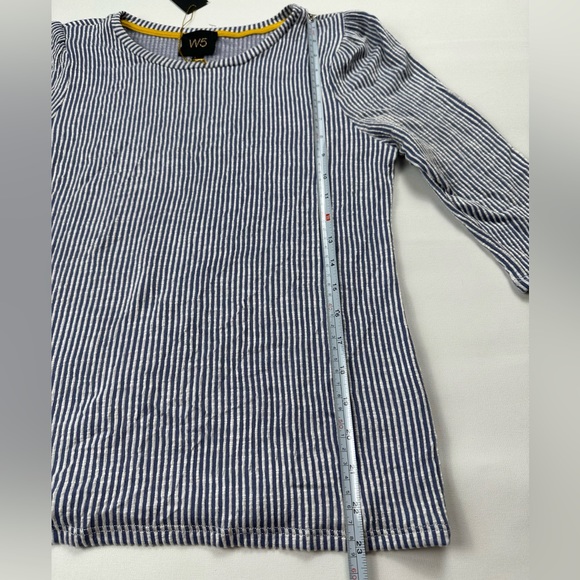 NWT W5 blue and white striped 3/4 sleeve shirt size large - Picture 9 of 11